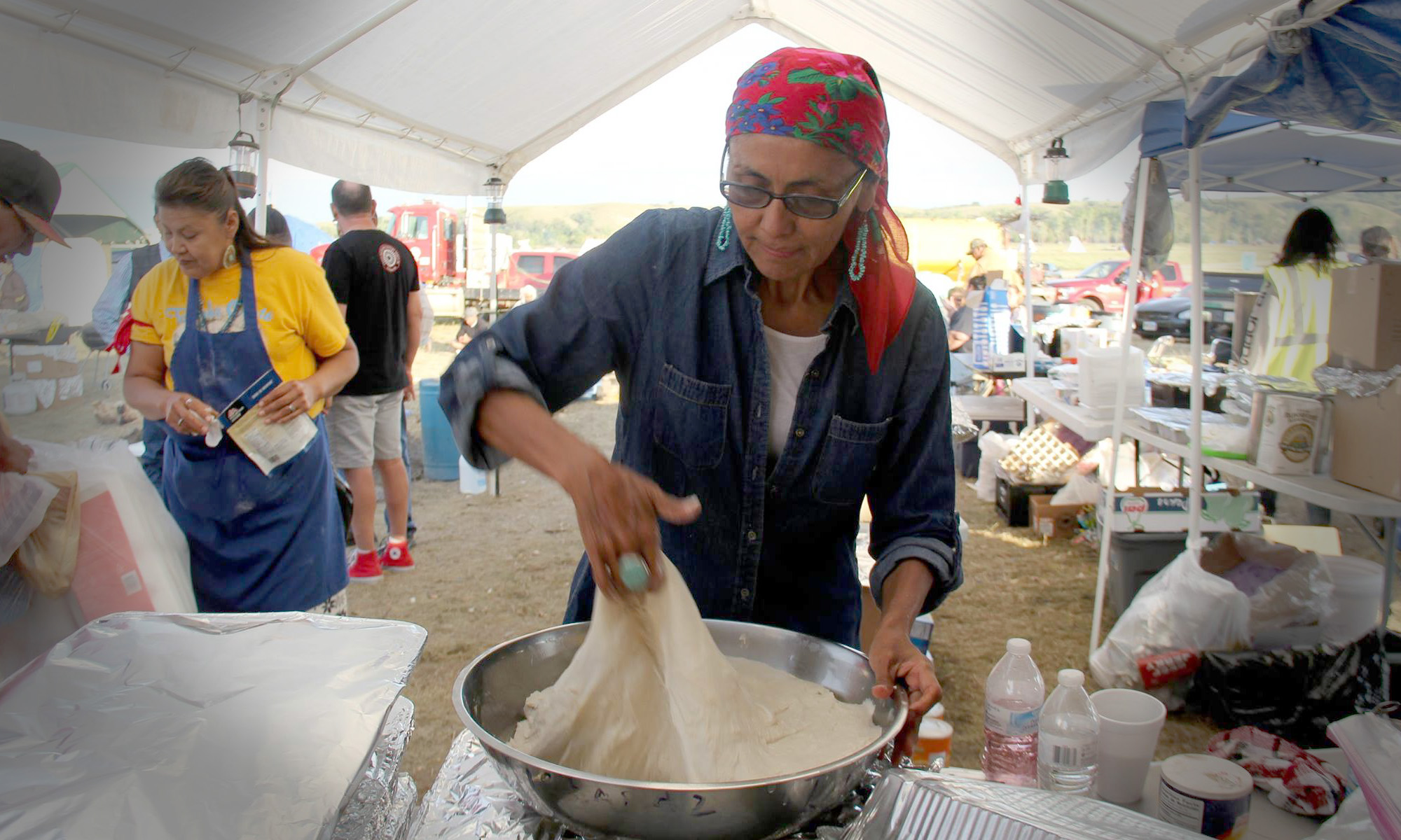 Frybread making with Osh Johnson from Black Mesa, Navajo Nation. Photo by Desiree Kane.