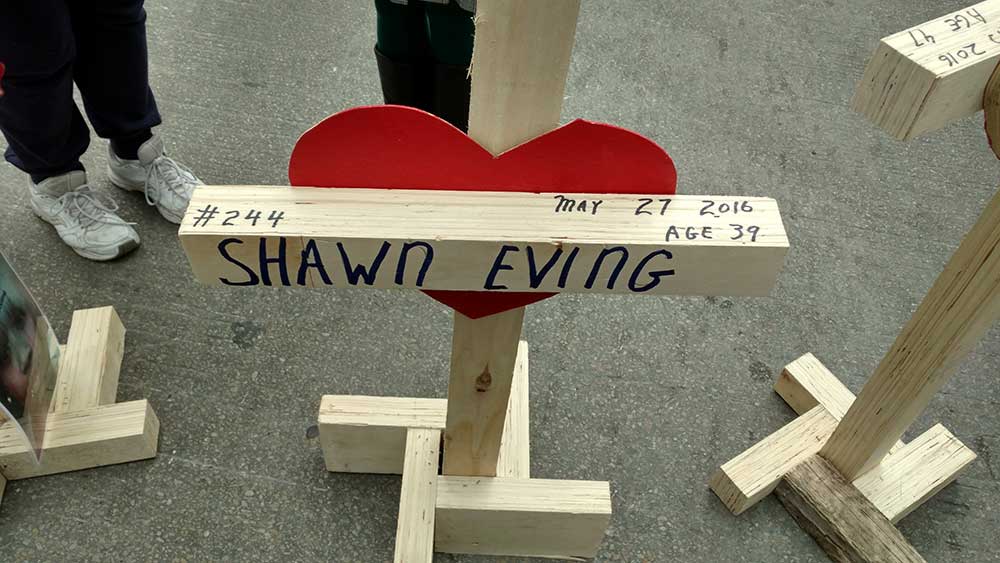 One of more than 750 crosses carried in a Chicago rally commemorating homicide victims on New Years Eve/ Photo By Ed Juillard
