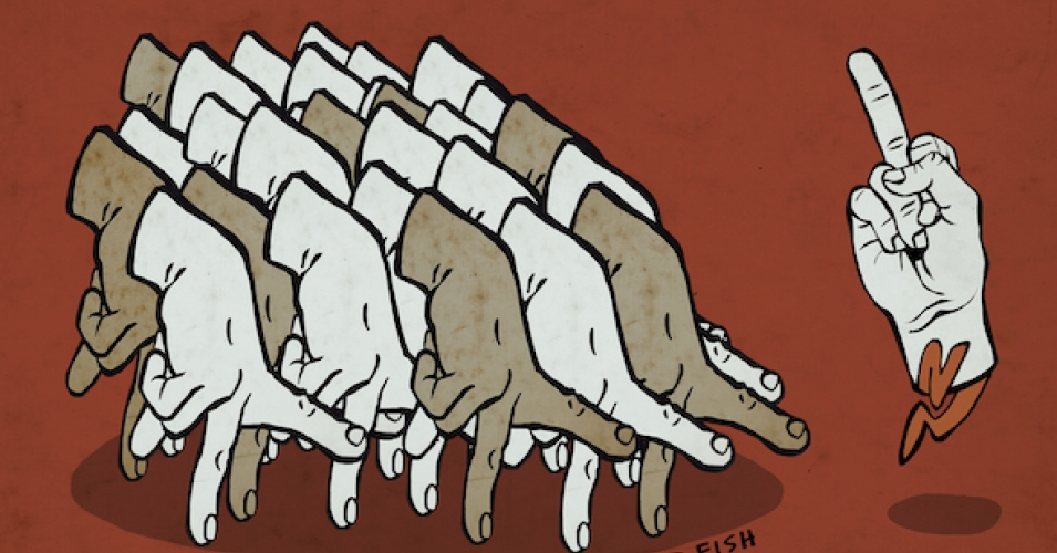 "The issues are, in a sense, the easy part," says Michael Gecan, co-director of the Industrial Areas Foundation. "Power is organized people and organized money." (Cartoon: Mr. Fish / Truthdig)