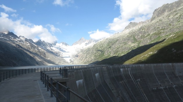 One of several water dams on Grimsel Pass in the Swiss Alps. Hydropower used to be profitable, but now revenues have shrunk drastically. Credit: Ray Smith/IPS.