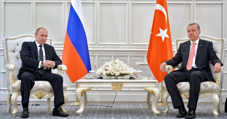 Russian President Vladimir Putin meets with President of Turkey Recep Tayyip Erdogan