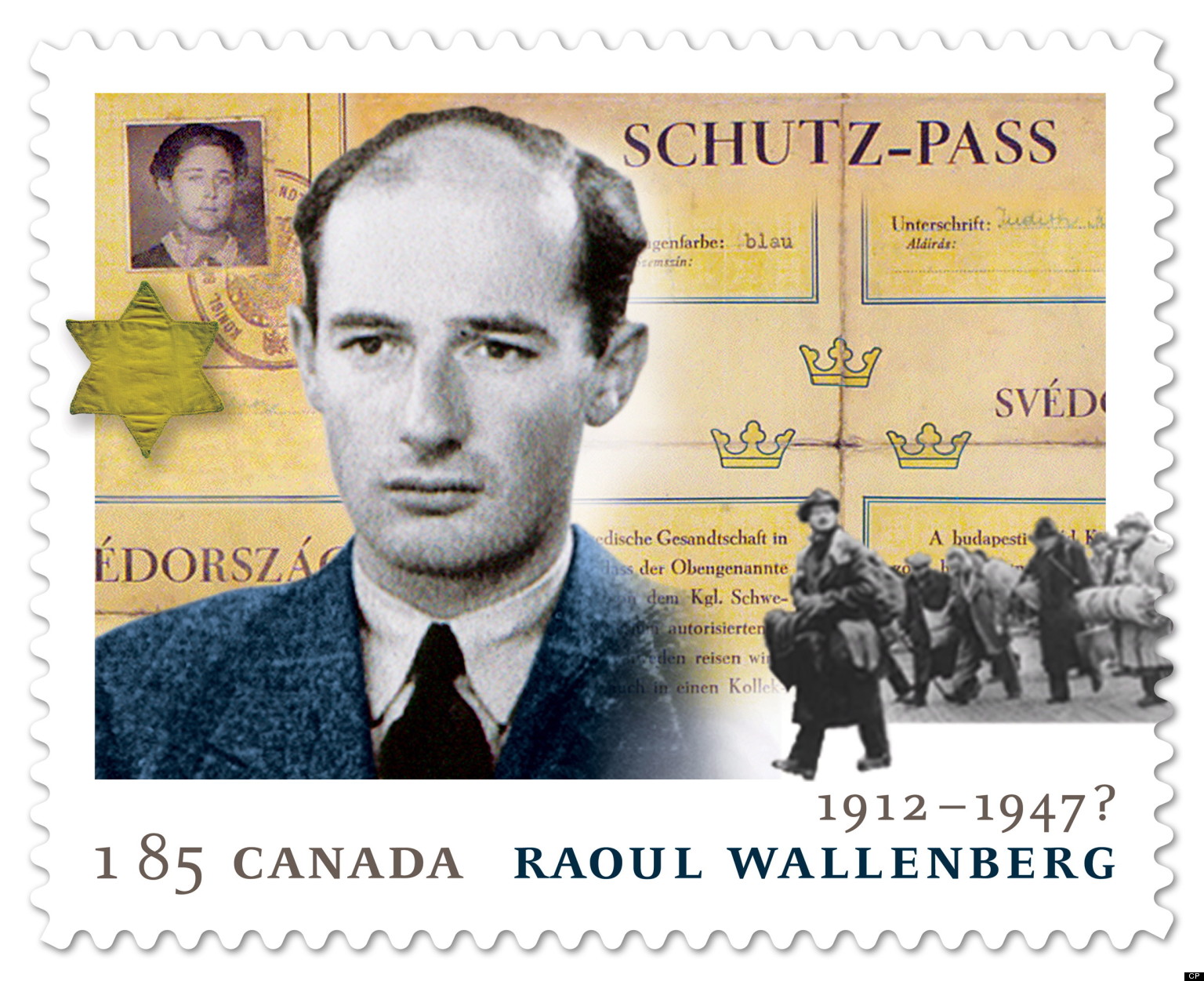 The Raoul Wallenberg stamp, released by Canada Post on Thursday January 17, 2013, is shown. Wallenberg is credited with saving at least 20,000 Jews in Budapest during the Second World War by giving them Swedish travel documents, or moving them to safe houses. THE CANADIAN PRESS/HO