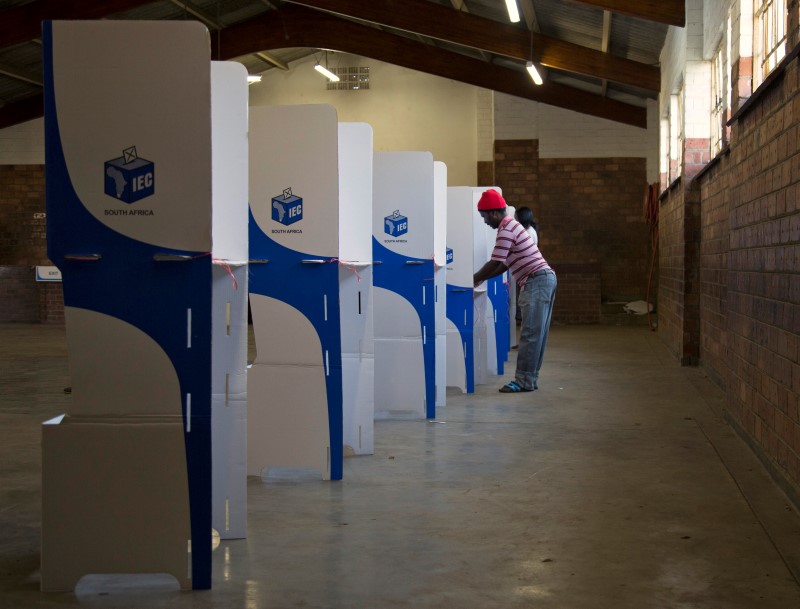 A man casts his ballot during South Africa's local government elections in KwaMashu, north of Durban