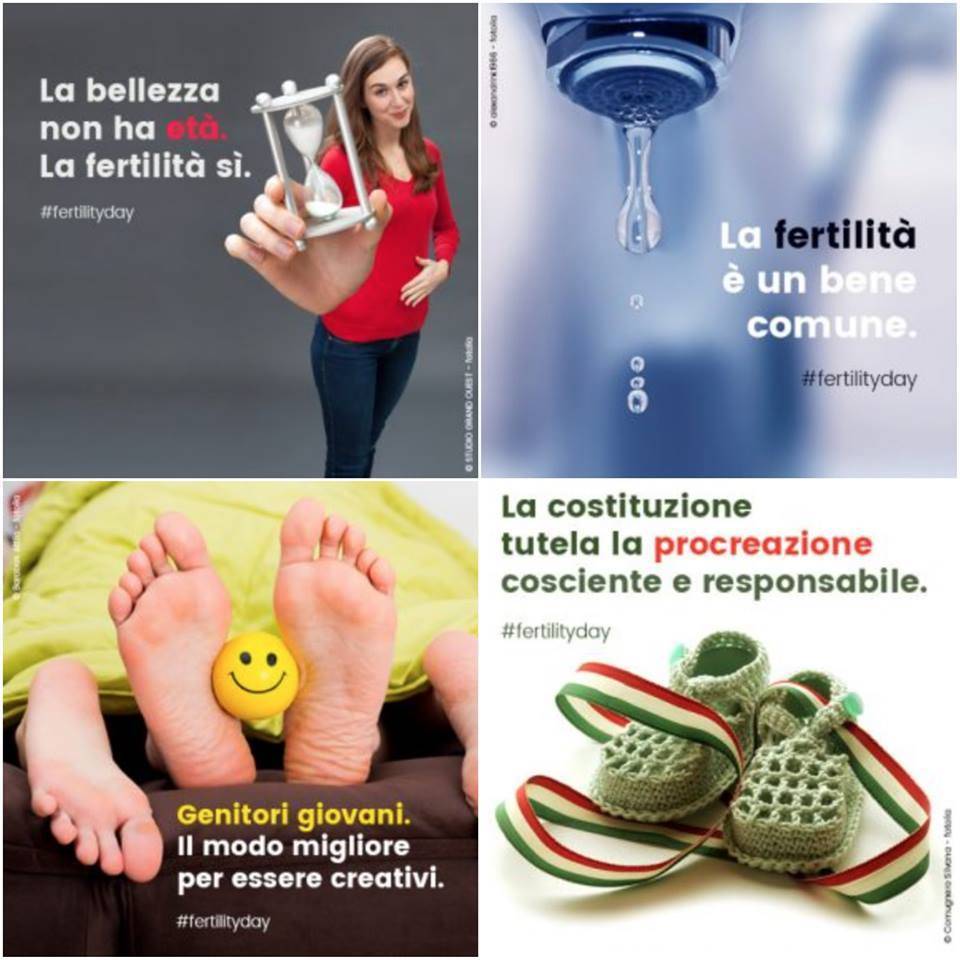 The posters released by the Italian government for Fertility Day. Photo via Facebook