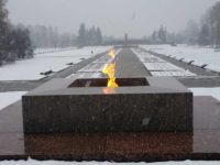 Memorial flame at Piskariovskoye Cemetery in St. Petersburg, where nearly half a million victims of the siege of Leningrad are buried.