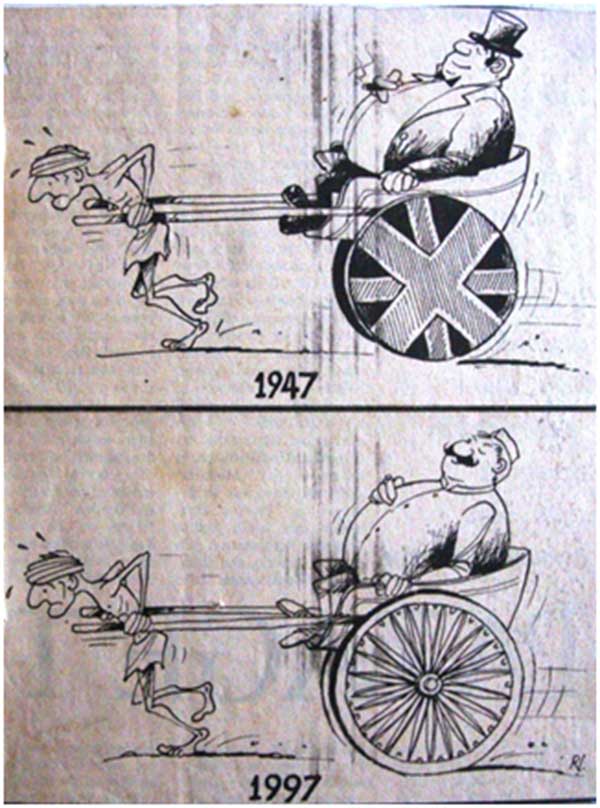 An over 12-year-old cartoon that featured in the national media to mark 50 years of India’s independence: the situation is as grim