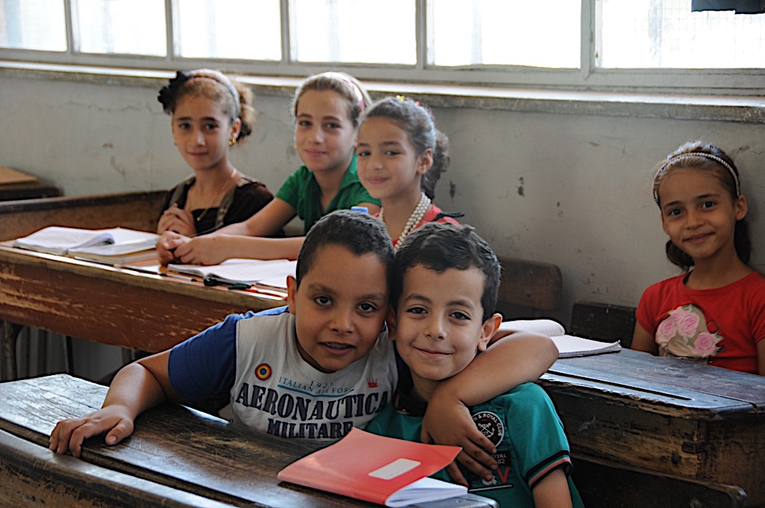 Learning together at Palestinian school in Damascus