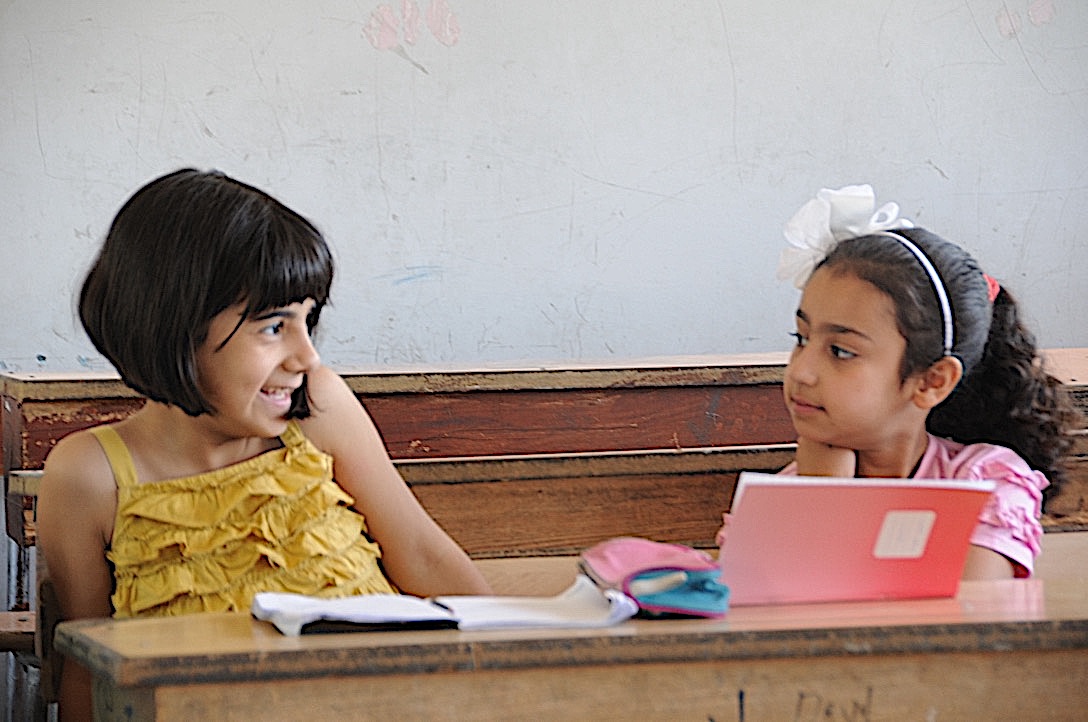 Palestinian girls in school in Damascus