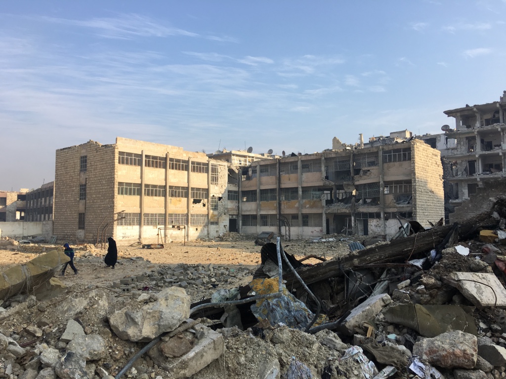 School destroyed by terrorists in East Aleppo