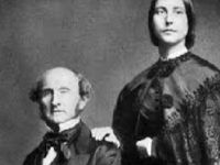 John Stuart Mill and his stepdaughter Helen Taylor, with whom he worked for ﬁfteen years after the death of his wife, Harriet Taylor Mills (Wikipedia).