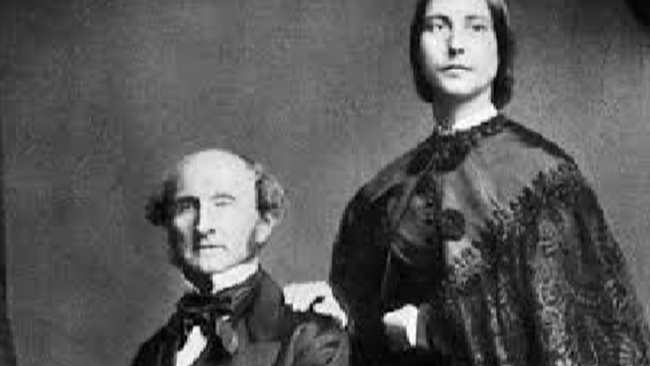  John Stuart Mill and his stepdaughter Helen Taylor, with whom he worked for ﬁfteen years after the death of his wife, Harriet Taylor Mills (Wikipedia).