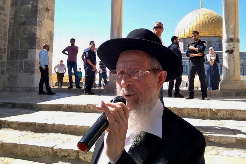 Temple Institute head Yisrael Ariel, who has called for the destruction of churches and mosques and the mass slaughter of those who refuse to accept his extreme version of Judaism, at the al-Aqsa mosque compound in June. (via Facebook)