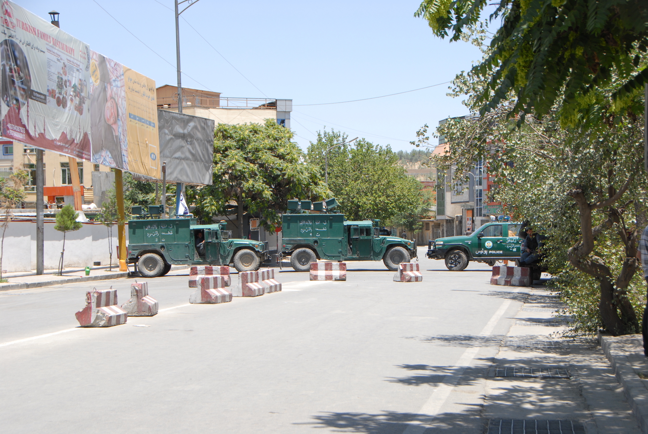 Steets of Kabul blocked after bombing.JPG