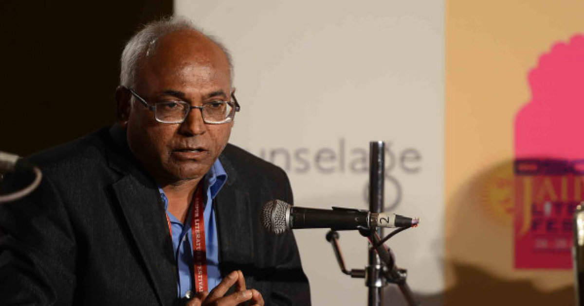JAIPUR, INDIA - JANUARY 28: Activist and author Kancha Ilaiah speaks at Jaipur Literature Festival in Jaipur on Monday. (Photo by Ramesh Sharma/India Today Group/Getty Images)