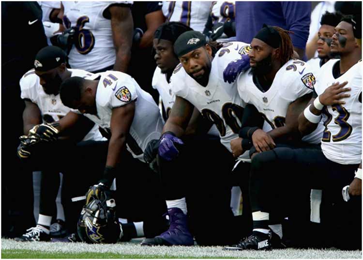 Baltimore Ravens ‘Take a Knee’ for the American National Anthem in London’s Wembley Stadium