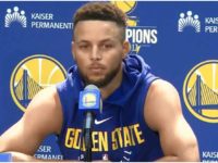 Golden State Warrior Star Guard Stephen Curry speaking to press about Trump’s Invitation to the White House
