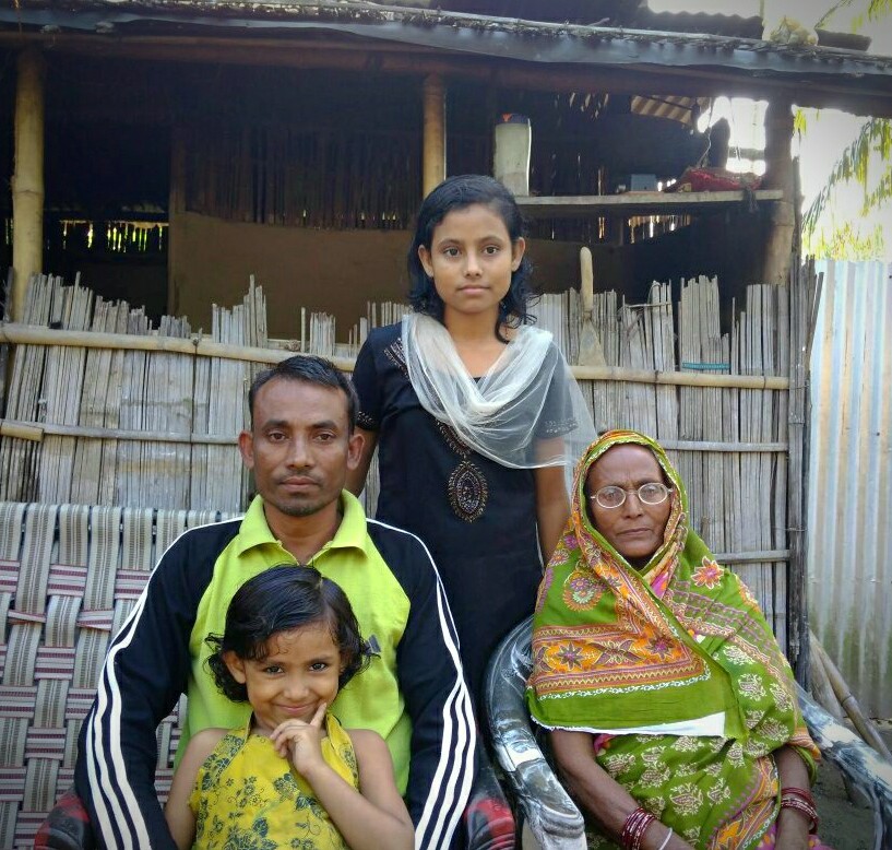  Ashraf Ali along with his daughters an octogenarian mother at his residence in 1 No. Sonjauli village of Dimakuchi in Udalguri of Assam on Thursday.