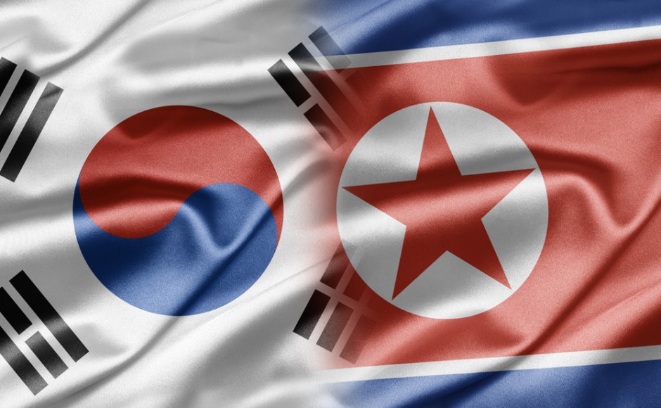 SOUTH KOREA AND NORTH KOREA FLAGS