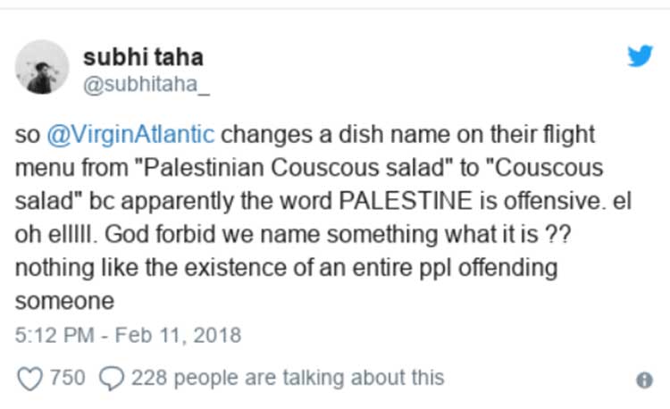 virgin atlantic palestine