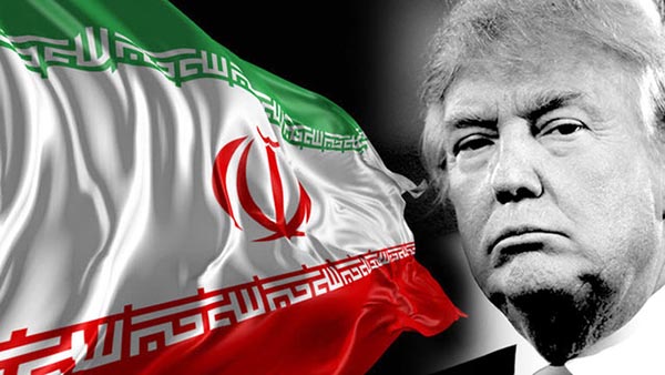 Donald Trump and Iran flag