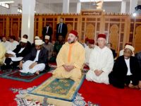 King Mohammed prays in a mosque in Zanzibar