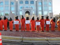 Photo credit: Witness Against Torture Photo caption: Witness Against Torture activists protest at the Embassy of the United Arab Emirates on January 9, 2018.