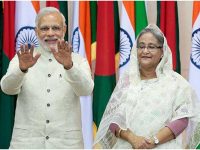 Prime Minister Narendra Modi of India and Prime Minister Sheikh Hasina of Bangladesh