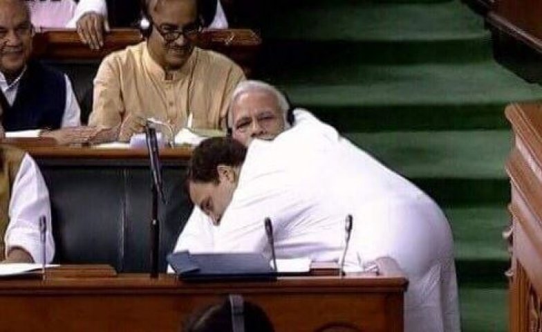 rahul hugs modi