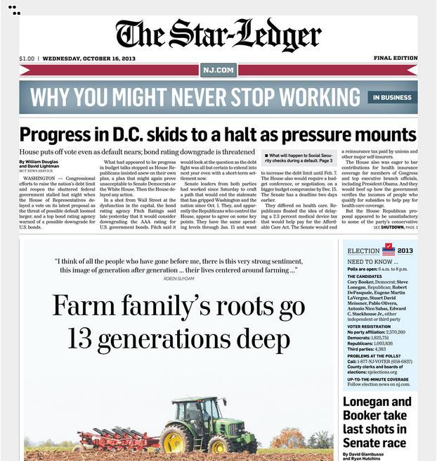 star ledger front page