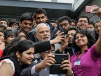 Toulouse: Prime Minister Narendra Modi takes a selfie with Indian employees during a visit to the Airbus facility in Toulouse, France on Saturday. PTI Photo (PTI4_11_2015_000097B)