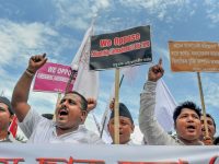 Guwahati: Activists of All Assam Students Union take part in 'Gana Satyagraha' protest rally against the Citizenship Amendment Bill 2016, in Guwahati on Friday, June 29, 2018. (PTI Photo)(PTI6_29_2018_000090B)