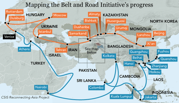 is belt and road working nikkei map