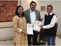 MoU’s exchanged between Achyuta Samanta and Adani Foundation for setting up a branch of KISS in Mayurbhanj, Odisha