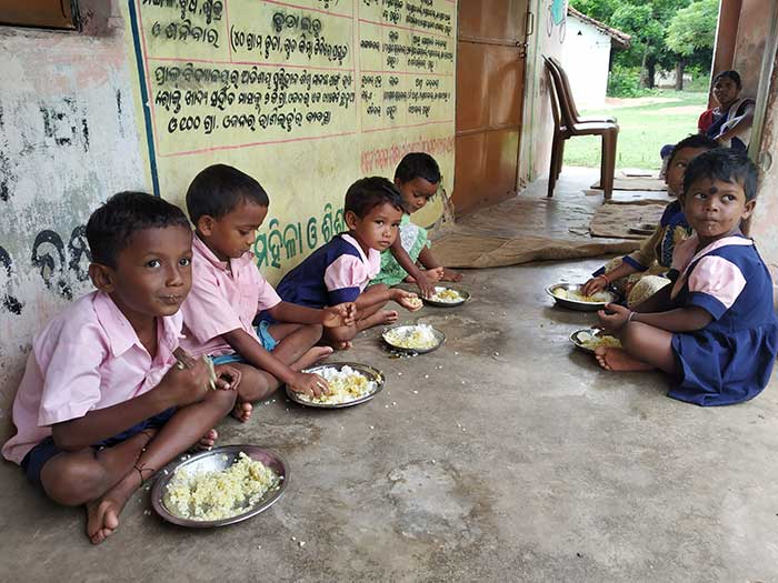 0 Children having their meals at the AWC in Kandhei posh Odisha. Picture Credits Sweta Dash