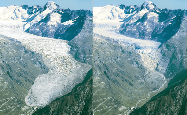 Glacial melt in The European Alps