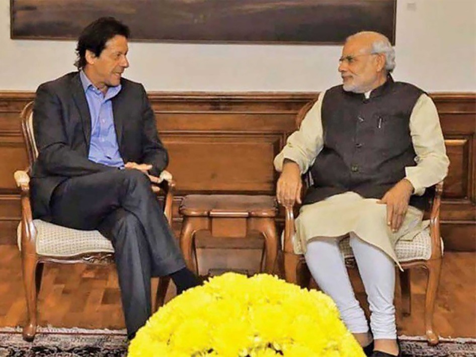 Large Pakistan Prime Minister Imran and Indian Prime Minister Modi 2019