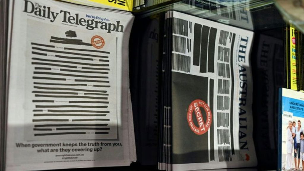 Australian newspapers redact front pages to protest media curbs 1280x720
