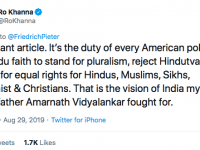 Rep. Ro Khanna’s tweet rejecting Hindutva splits the Indian American community