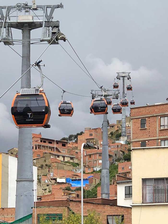 cable cars in La Paz as public transportation