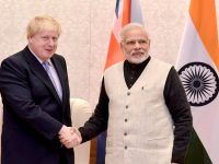 New Delhi: Prime Minister Narendra Modi shakes hands with Boris Johnson, MP, Secretary of State for Foreign and Commonwealth Affairs, in New Delhi on Wednesday. PTI Photo  (PTI1_18_2017_000218B)
