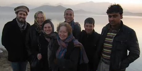 Kathy Kelly with Voices delegation and Afghan Peace Volunteers 2010