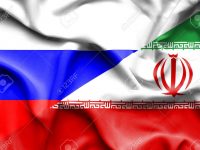 Waving flag of Iran and Russia