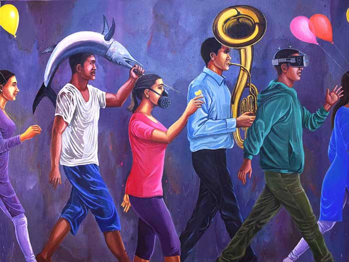Dinesh Kumar Sapiens 2Medium Acrylic on Canvas Size 30x24 Inches