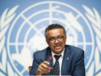 epa06747281 Tedros Adhanom Ghebreyesus, director general of the World Health Organization (WHO), attends a press conference at the European headquarters of the United Nations in Geneva, Switzerland, 18 May 2018. The WHO Director-General answered questions ahead of the World Health Assembly and following the meeting of an International Health Regulations Emergency Committee on Ebola in the Democratic Republic of the Congo.  EPA-EFE/VALENTIN FLAURAUD