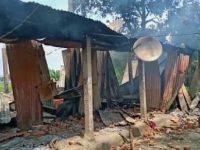  The house of the victims at Athiabari village near Simaluguri in Lower Assam’s Baksa district on Wednesday. Photo by Shajid Khan.
