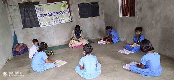 Jyotsna taking remedial classes in village clubhouse Jhimaghia