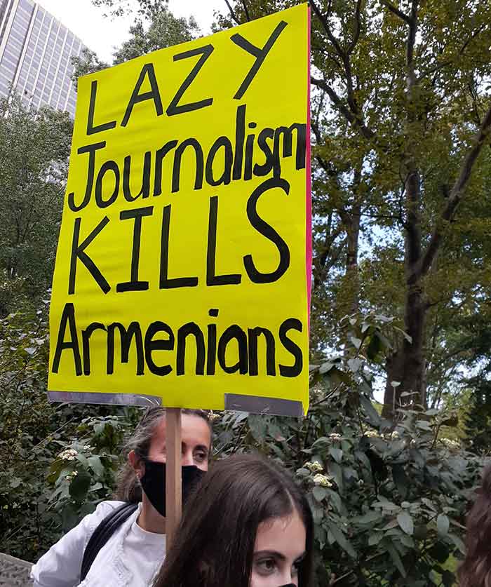 Lazy Journalism Kills Armenians protest poster