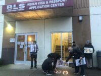 Vigil for dead farmers held outside Indian Visa and Passport application center