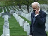 President Joe Biden wipes his eye as he walks through Arlington National Cemetery to honor fallen veterans of Afghan war, April 14, 2021.2400 American forces were killed, and 20,000 wounded .