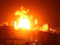 Israeli warplanes hit the Gaza Strip early 17 May. Ashraf AmraAPA images